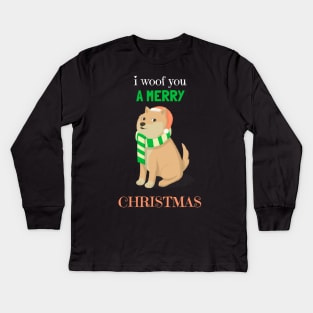 I Woof You A Merry Christmas Kids Long Sleeve T-Shirt